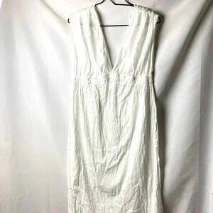 MONA SOL WO SIZE MEDIUM WHIT LOND BEACH COVER  UP / DRESS 100% COTTON SIDE SLITS